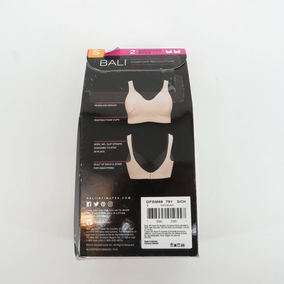 Bali Comfort Revolution Wireless Bras 2-Pack Shaping Cups White Black S NEW - Picture 2 of 4